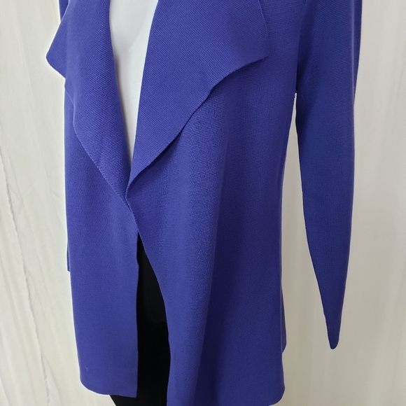 Eileen Fisher silk/cotton blue open front cardigan sweater size medium - Picture 3 of 9